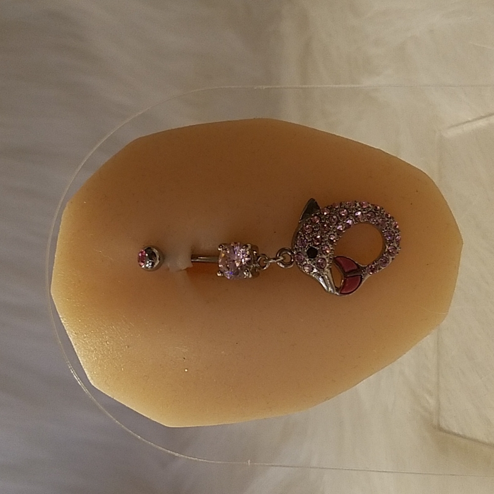 Dangle Crystal Dolphin Belly Ring - image 3